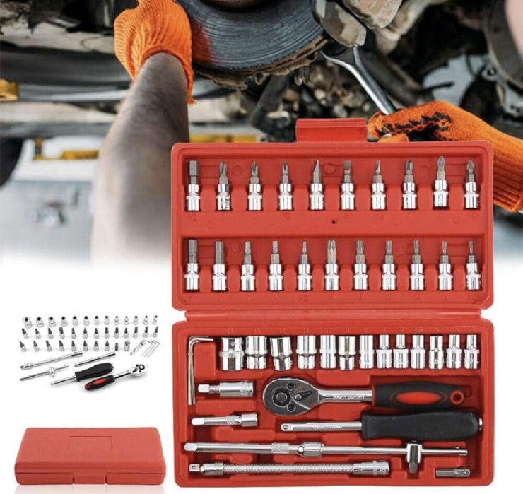 Гедоре 46 части Хромирана стомана в кутия Комплект инструменти