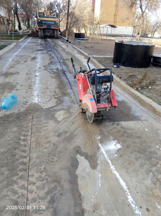 Резка асфальта, бетона и стяжки. Стяжка пола