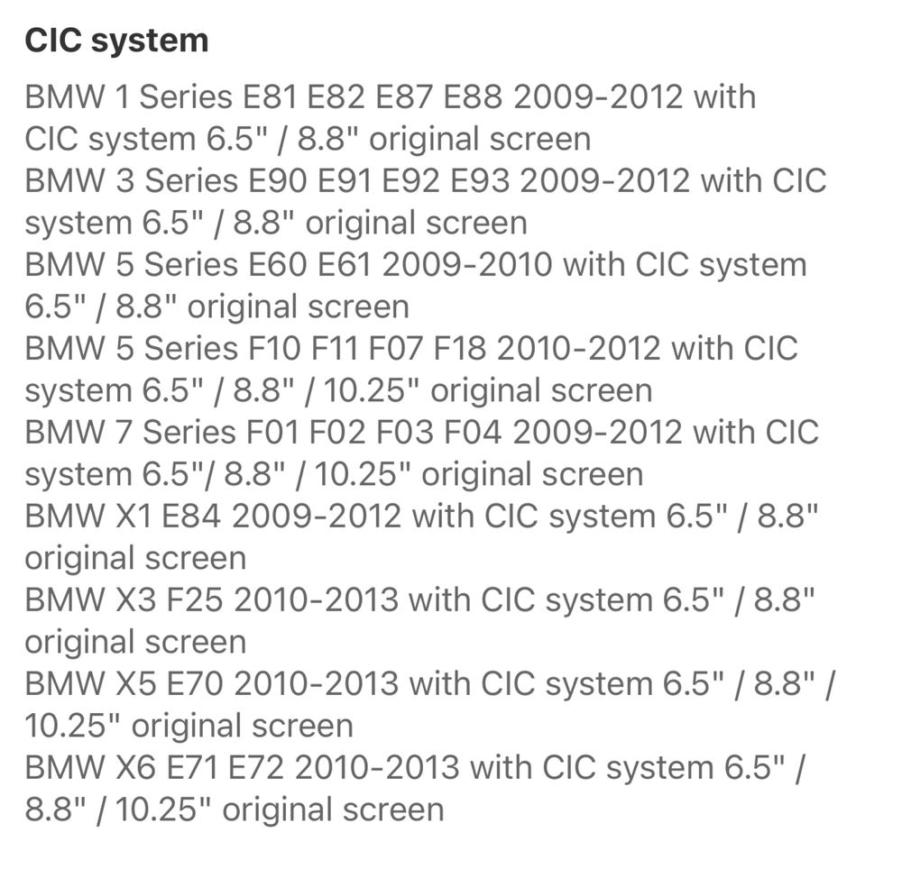 Carplay Android Auto CiC BMW