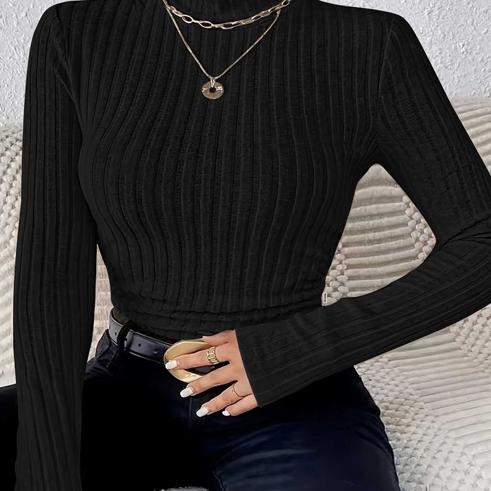 Bluza neagra mulata model cambrat pentru iarna