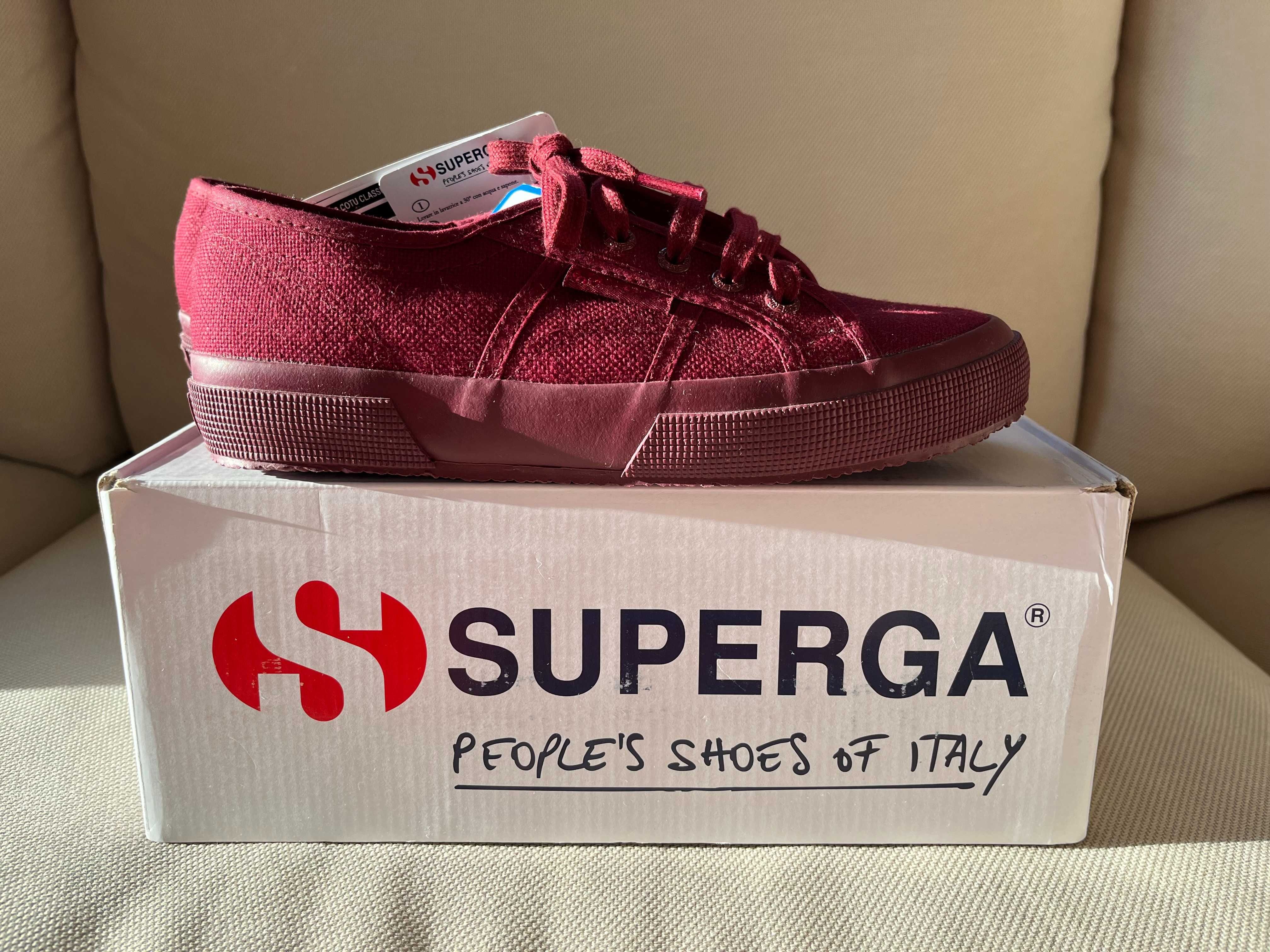 НОВИ SUPERGA Суперга маратонки тъмно червени вишневи бордо 37.5