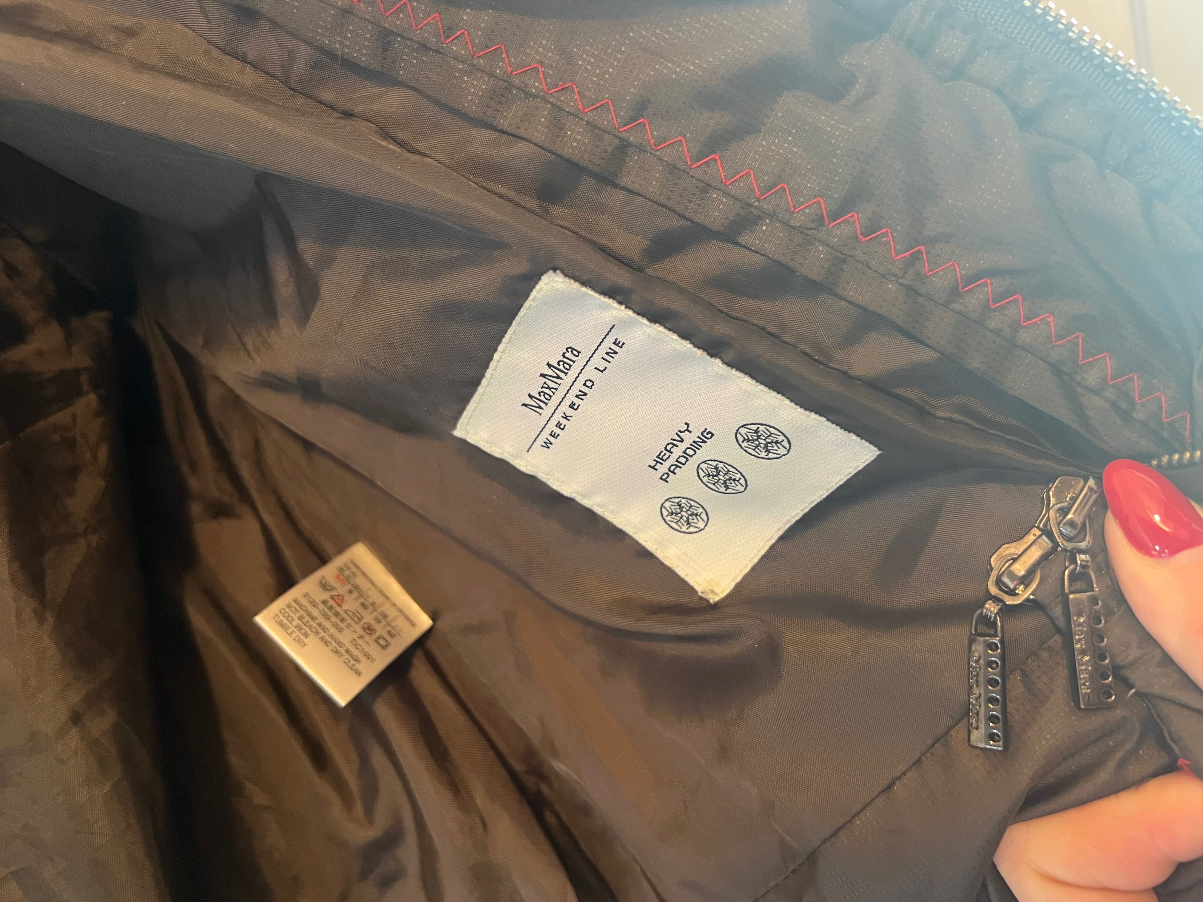 Max Mara Weekend geaca cu gluga fas/ puf bomber grosuta de iarna