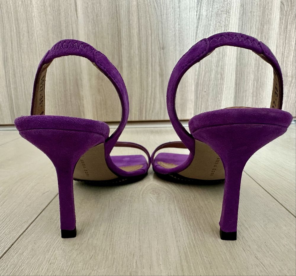 Sandale de Damă din piele naturală întoarsă, măr 36, Anna Cori, Violet