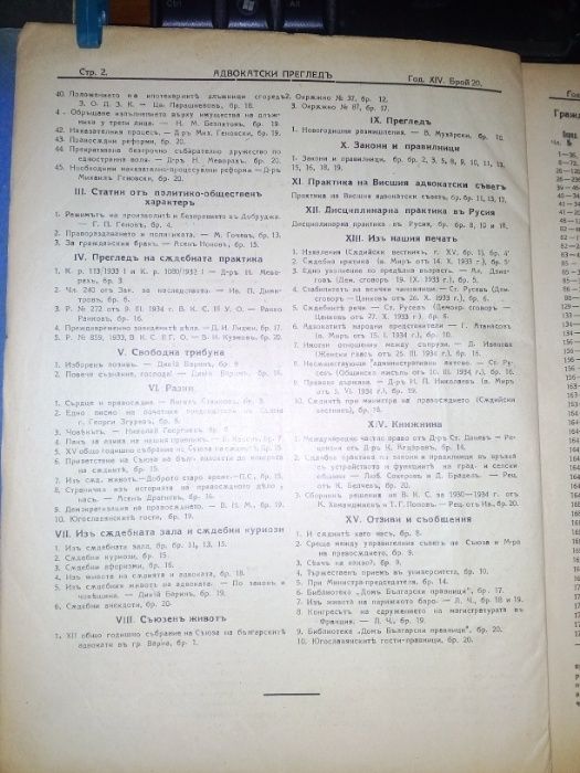 Адвокатски прегледъ 1927, 1929, 1930, 1934 Съдийски вестникъ 1929