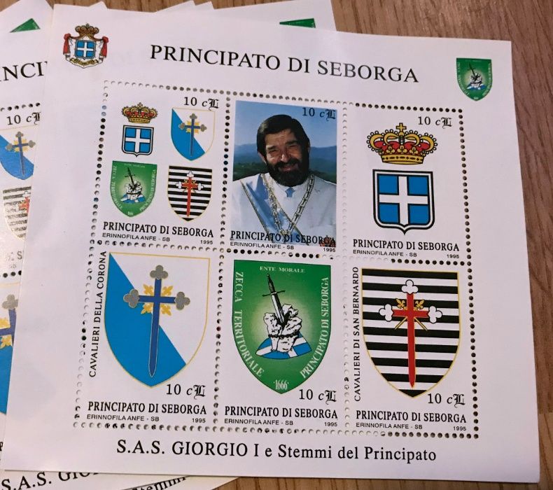 Timbre colita SAS Georgio I and Arms of Seborga 1995 - lot de 6 bucati