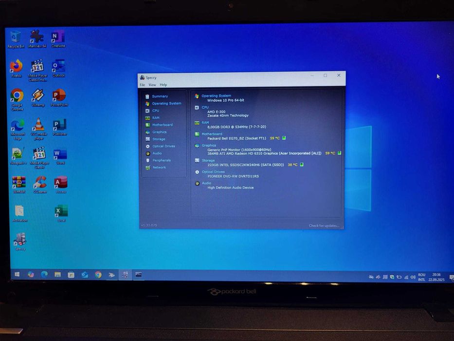 Packard Bell 17.3" EasyNote AMD E-300 1.3 GHz 8GB RAM DDR3 240Gb SSD