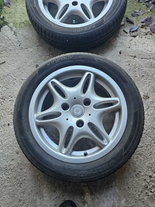 Original, set complet de roti, jante aliaj, cauciucuri de vara, Smart