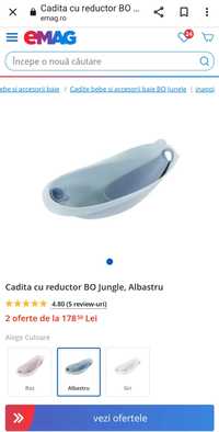 Cadita bebeluși cu reductor Bo Jungle Blue