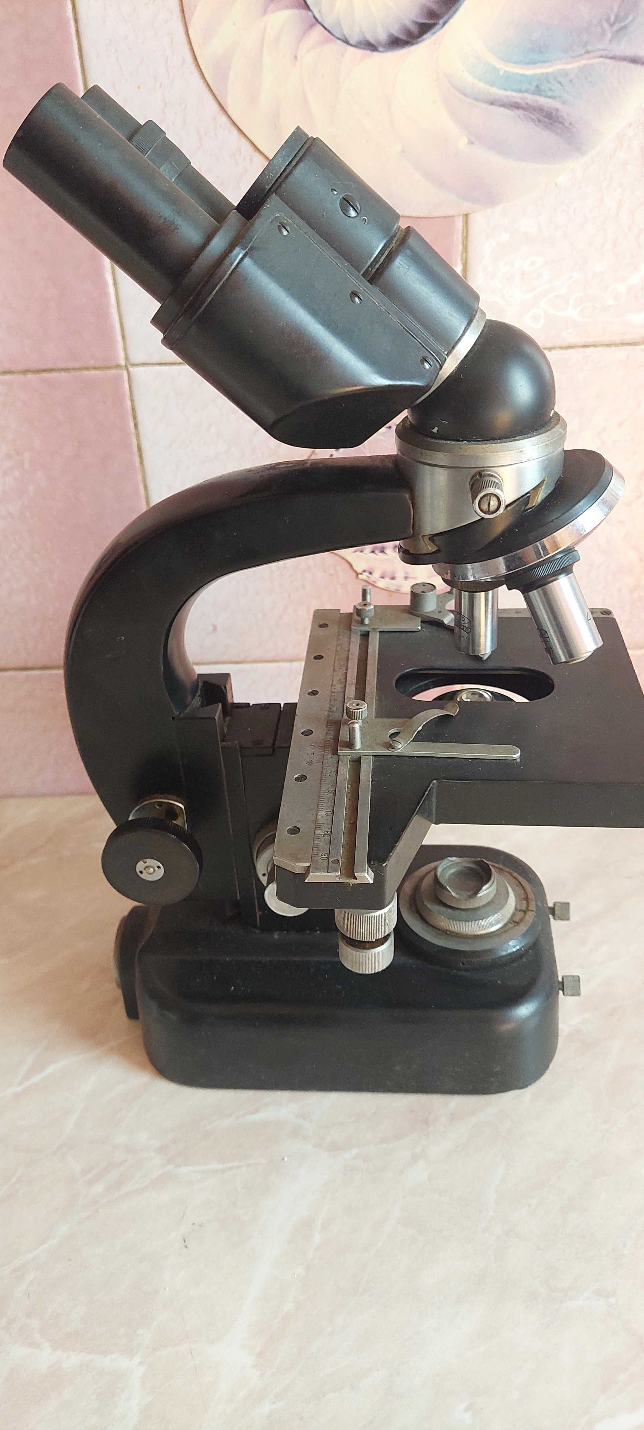Microscop profesional laborator IOR Bucuresti binocular cu 4 obiective