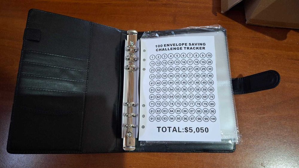 Set economisire bani GEDunique, 100 plicuri, negru