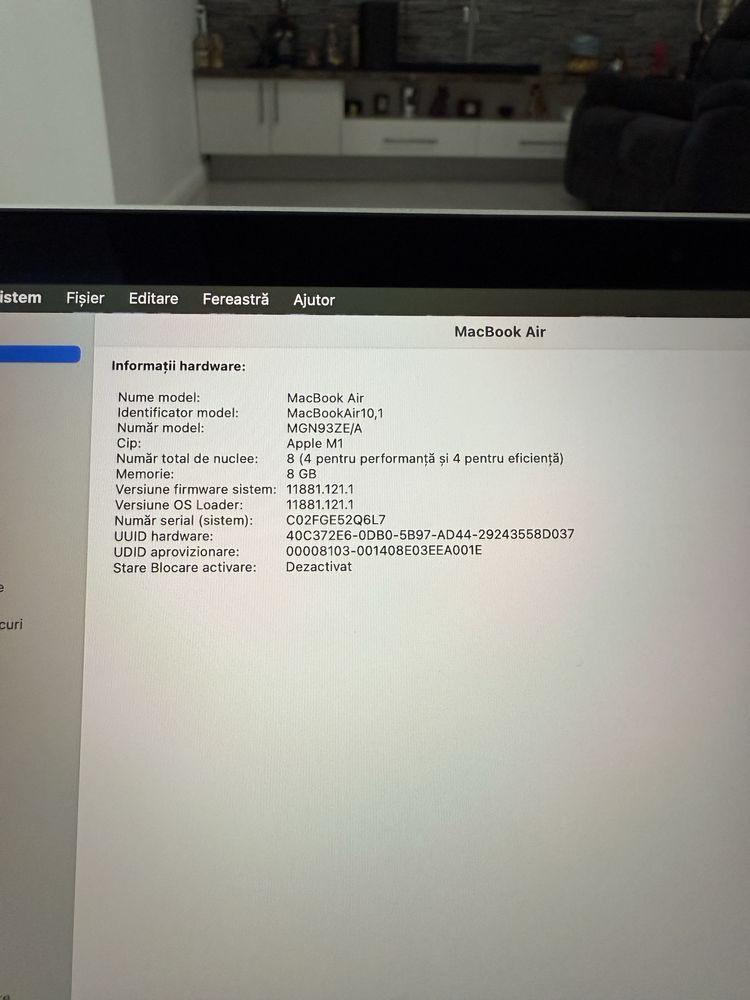Apple Macbook Air 13” ( M1 ) 8GB RAM / 256GB • ca NOU • 26 cicluri •