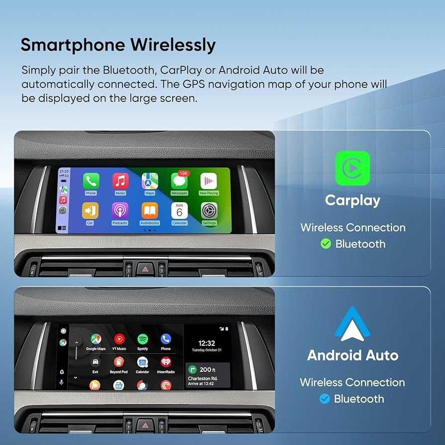 Дисплей за BMW F10/F11 CIC/NBT 10.25" с безжичен CarPlay/Android Auto