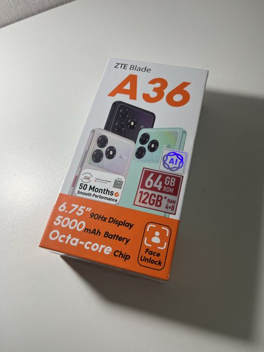 Продаю новый телефон, запечатанный ZTE Blade A36!