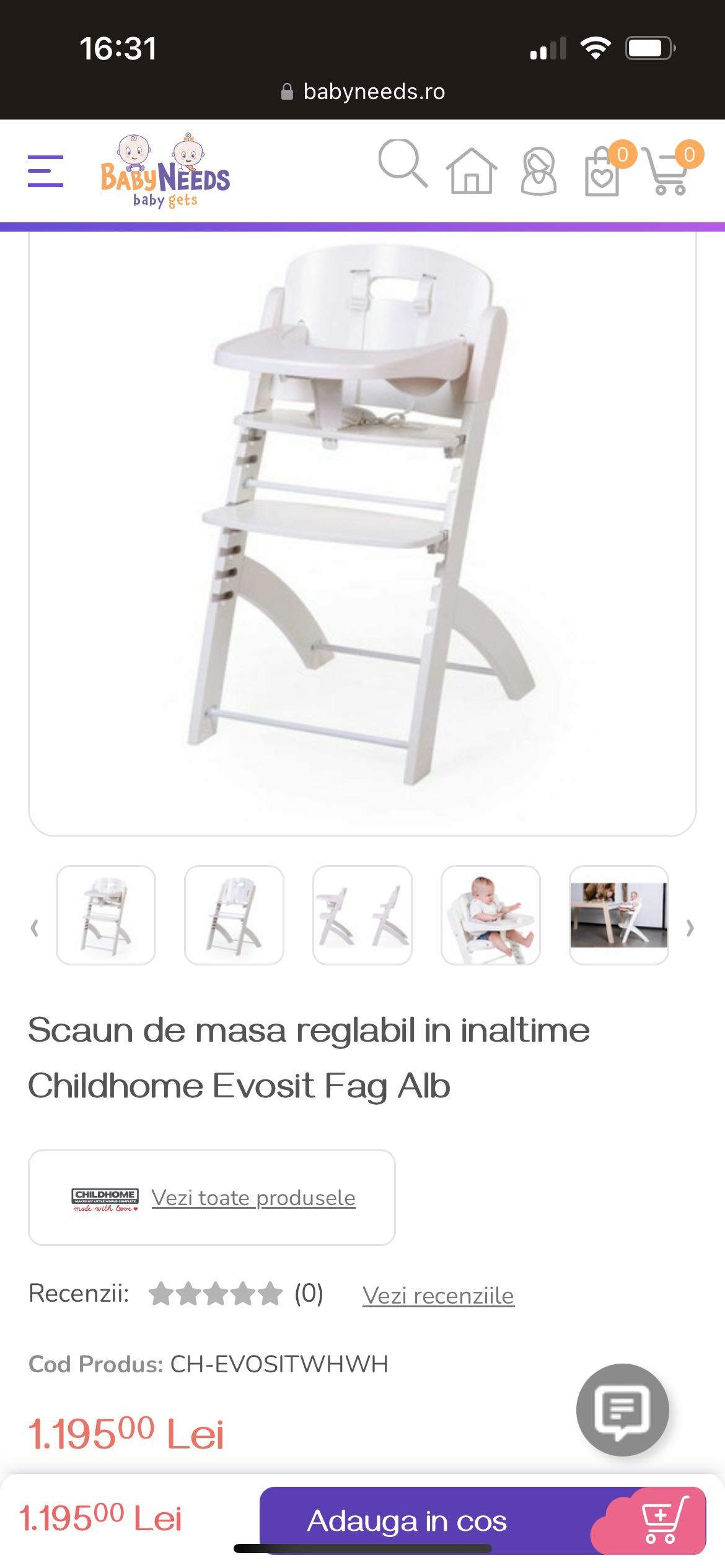 Scaun masă bebe Childhome
