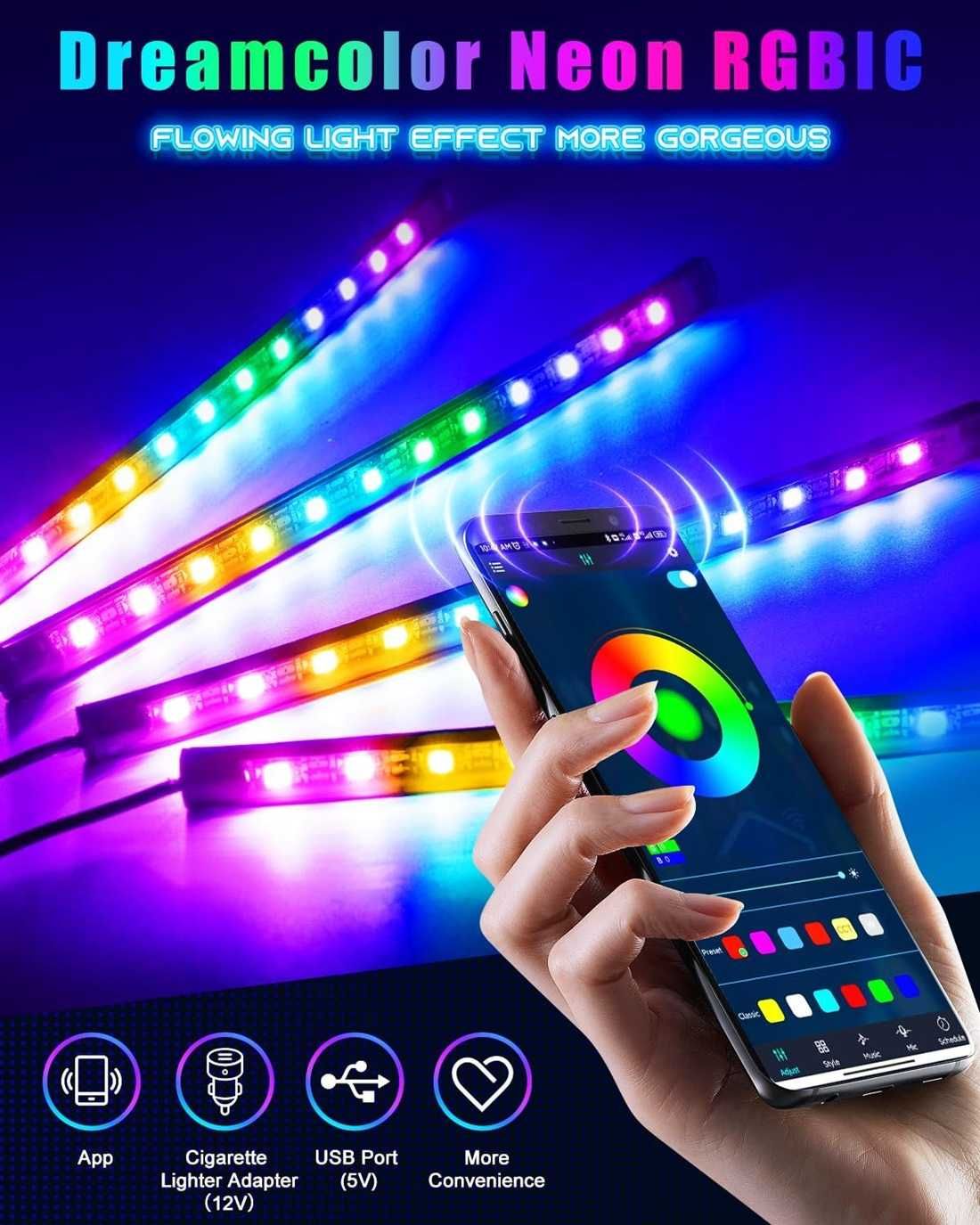 Интериорно 48 LED амбиентно осветление за автомобил 12V.