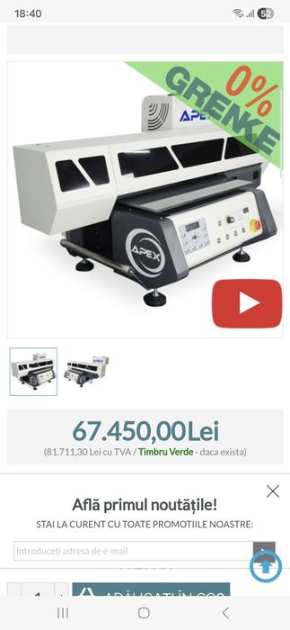 Imprimanta UV apex 60x40cm - afacere la cheie