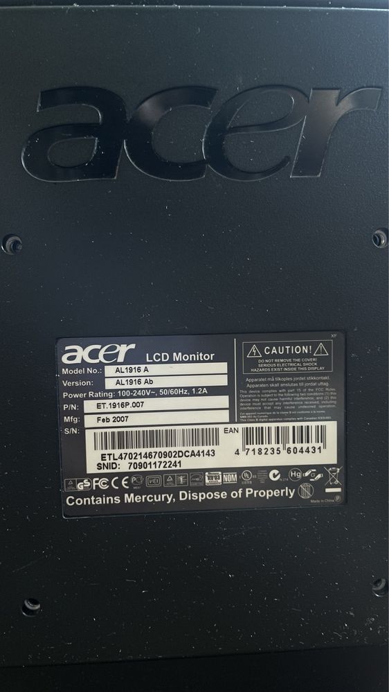 Монитор Acer 19’’ 75Гц