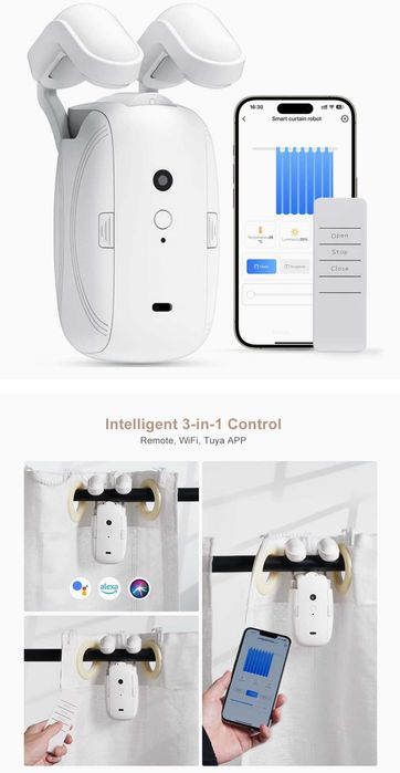 Автоматично интелигентно отваряне на завеси: 3-в-1 WIFI Bluetooth
