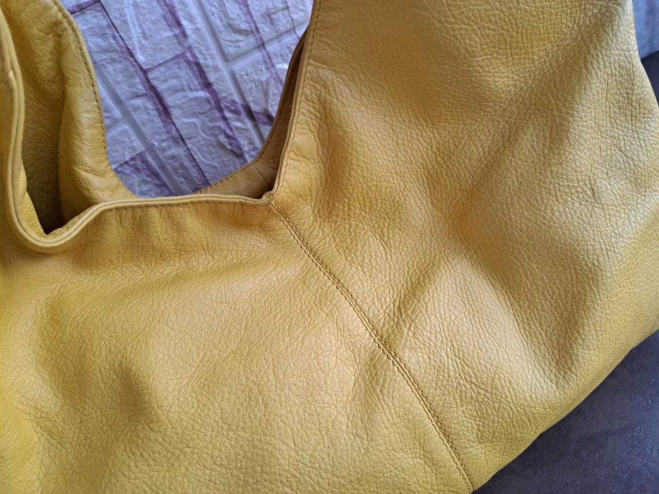 дамска чанта,Fabiana,жълта кожена торба-естествена кожа