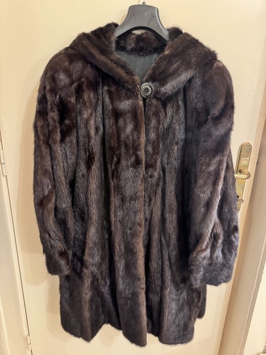 Haină Blană NURCĂ maro cu gluga