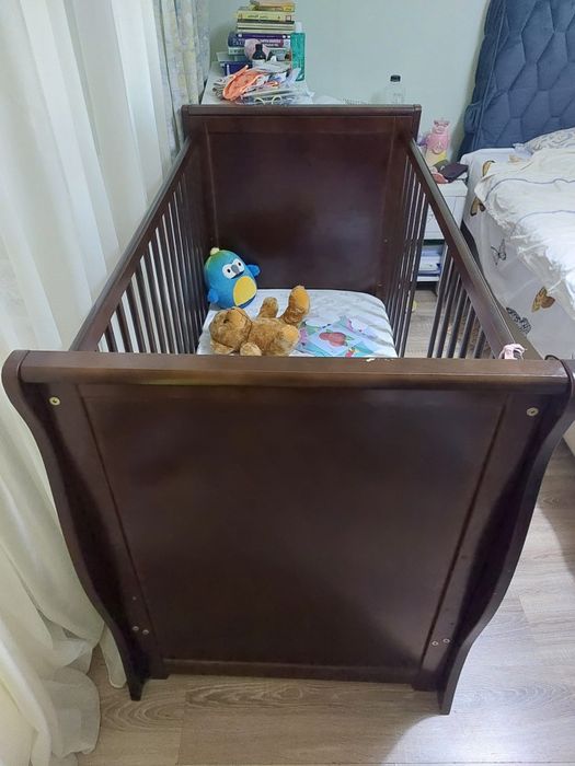 Pat patut copii bebelus lemn masiv + saltea cocos noua cadou