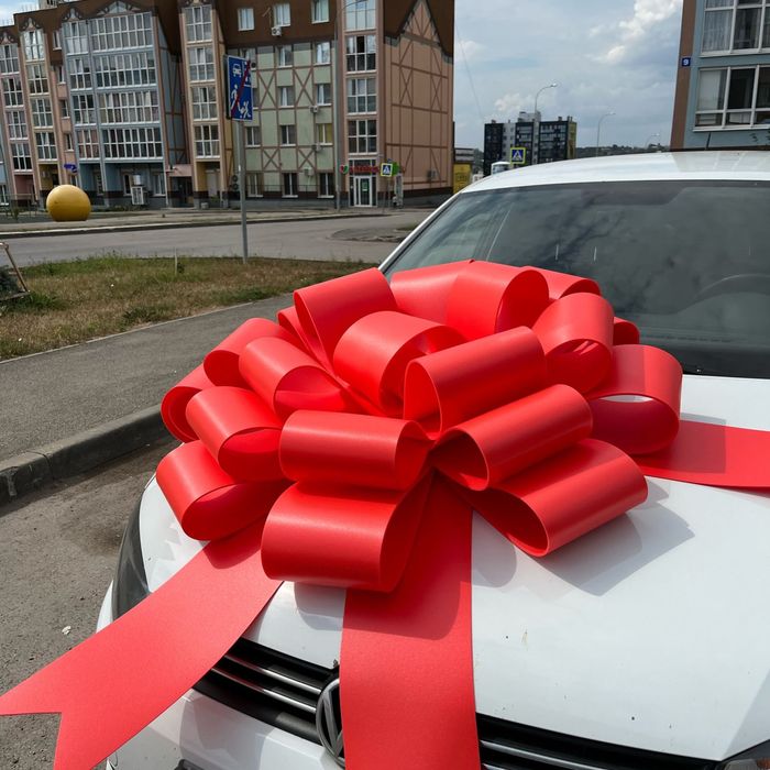 Бант (бантик) на машину для подарка, красный и белый