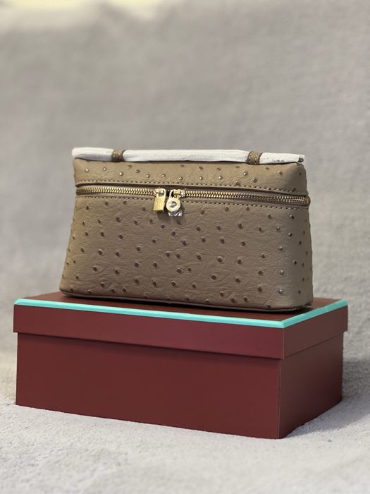 Бежова / khaki чанта lp19 щраусова кожа