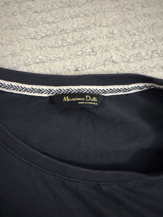 Massimo Dutti синя тениска с надпис (Л размер)