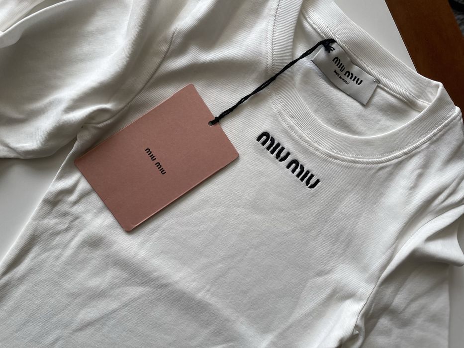 Дамска памучна бяла блуза Miu*miu*