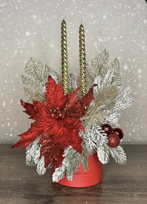 Aranjament craciun rosu sau argintiu