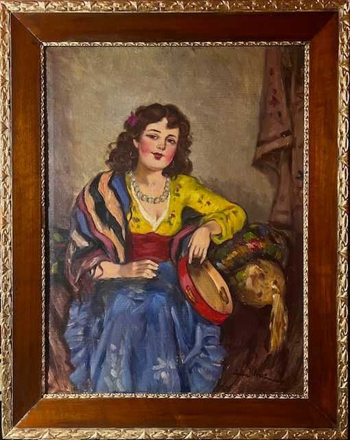 *Tamburina* Tablou VECHI, u/pz- Illencz Lipót (1882-1950-Arad) 80x60+R