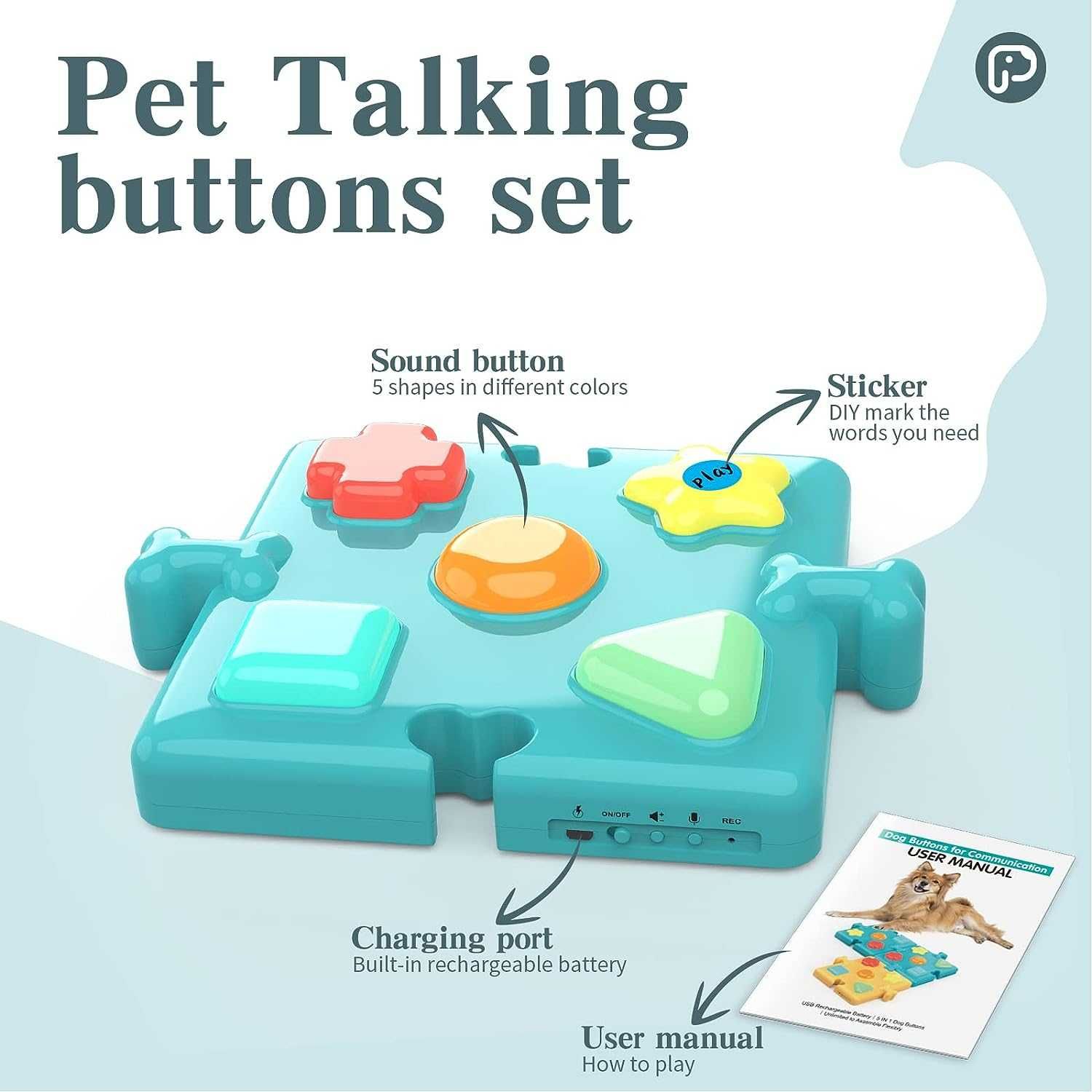 Кучешки бутони PETNEY комуникация 5в1 комплект бутони за говорене куче