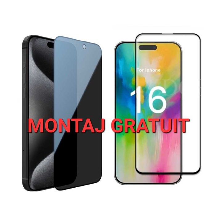 Folie de Sticla Full Privacy / Clara iPhone 16 15 14 13 Pro Max Plus