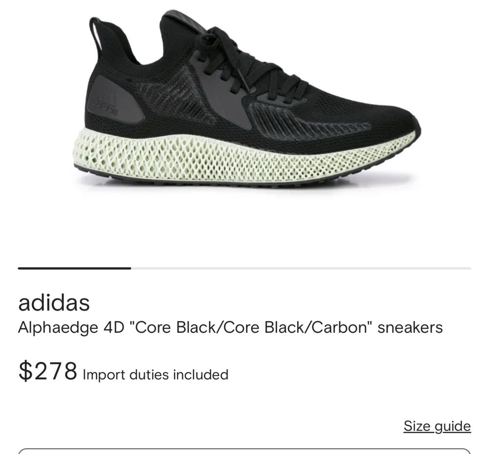 Adidas 4D Alphaedge Black (45) 29см. Маратонки