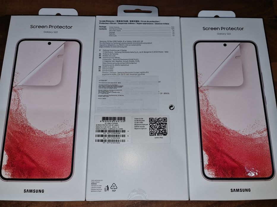 Folie silicon full cover originala Samsung Galaxy S22 S23 S24 2 bucati