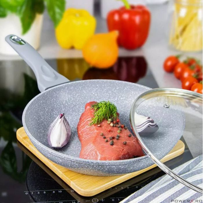 Tigaie cu capac, aluminiu, marmorata, gri, 28 cm, Klausberg