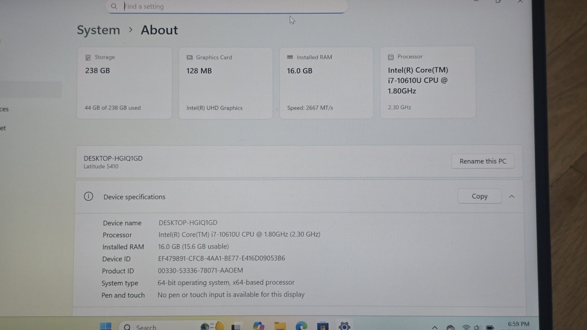 Dell Latitude 5410 14" i7-10610U 16GB RAM 256GB SSD NVME