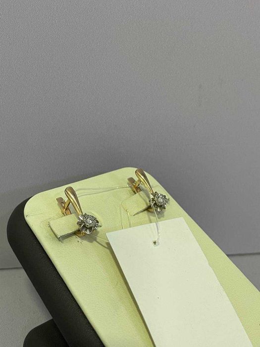 Золотые серьги с бриллиантами, 585 / СА8685