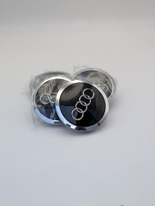 Set 4 capace roti 69mm compatibil cu  janta Audi Negre / Gri