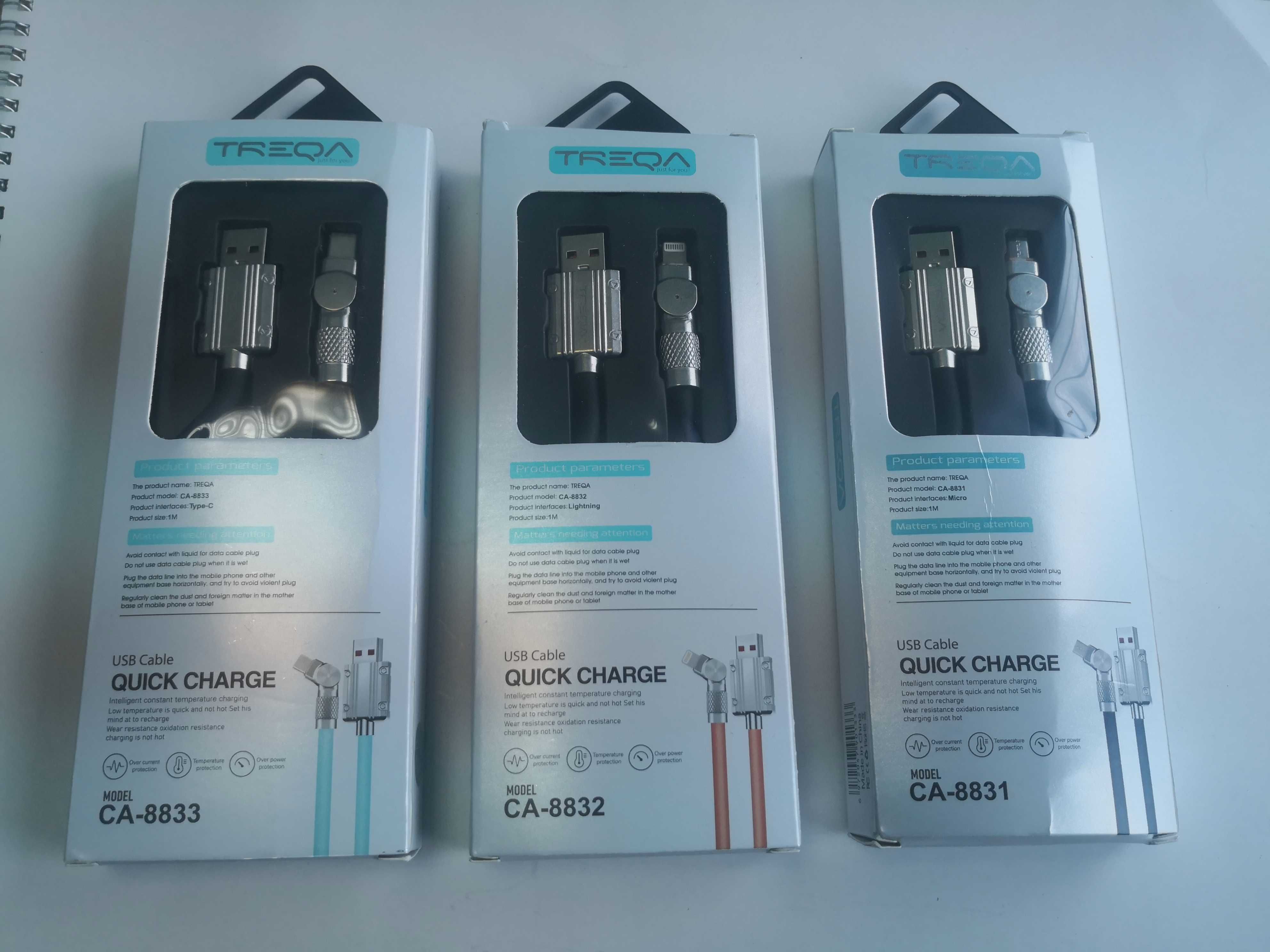 Cablu usb - micro usb/iphone/tip c de 120 W cu mufa rotativa