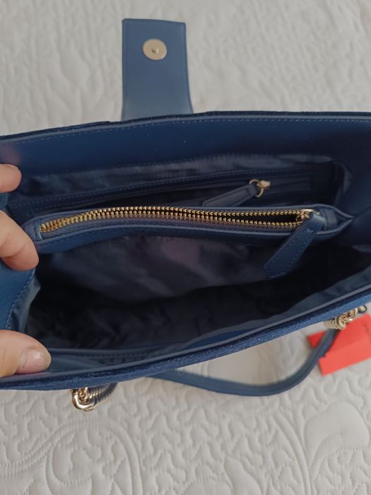 Geanta Mario Valentino albastru catifea