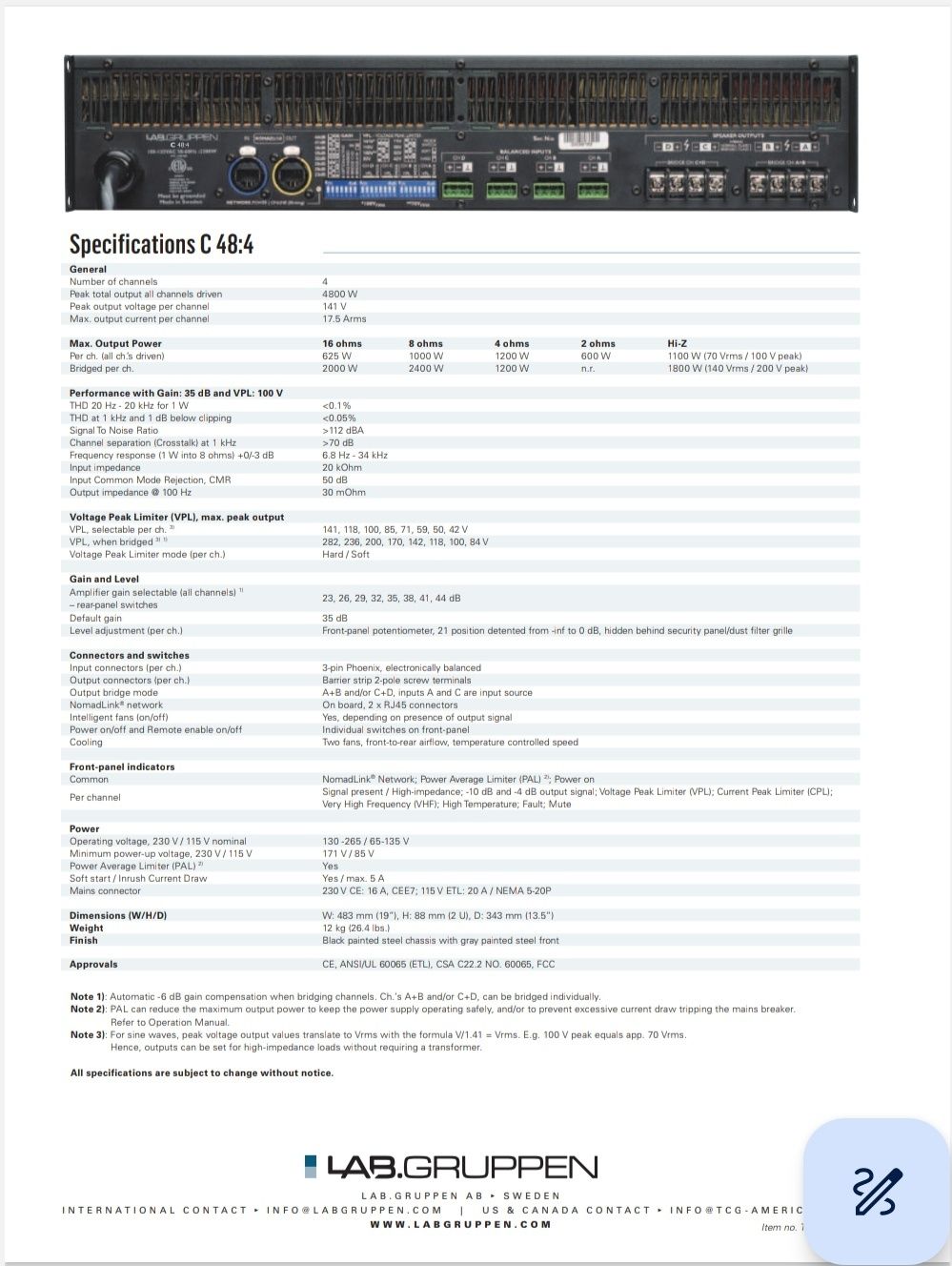 Amplificator LabGruppen C48:4