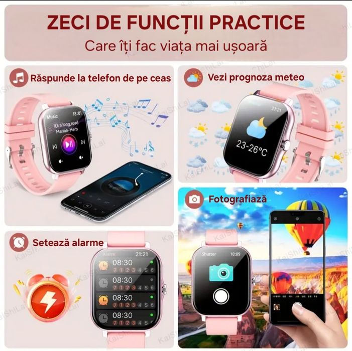 Ceas Smart Premium: apeluri, mesaje, notificări, SOS. Toate funcțiile