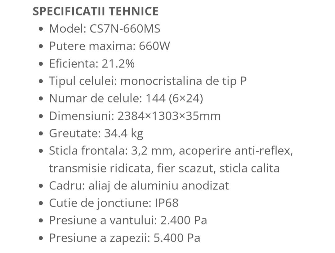 Panouri fotovoltaice solare Canadian Solar 660 w