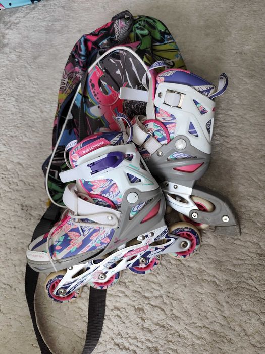 Ролики детские раздвижные Reaction Rainbow +сумка-чехол +нарукавники