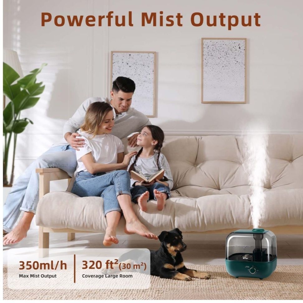 Овлажнител, голям капацитет 5L, 28dB, тъмнозелен, 25х24x20cm