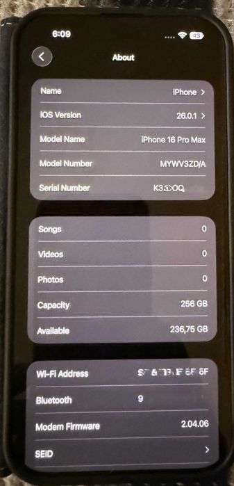 отличен iPhone 16 Pro Max, 256Gb, Obsidian Black, гаранция