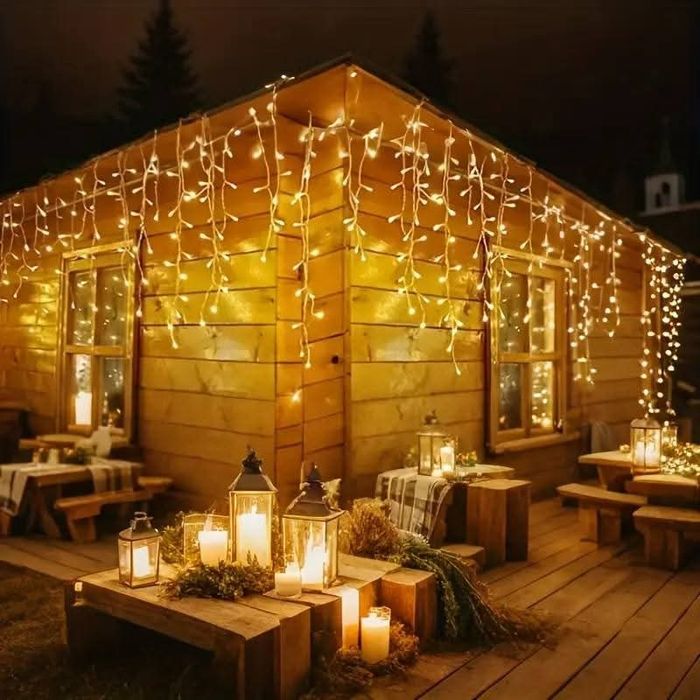 12метра Висящи Коледни Лампи Завеса