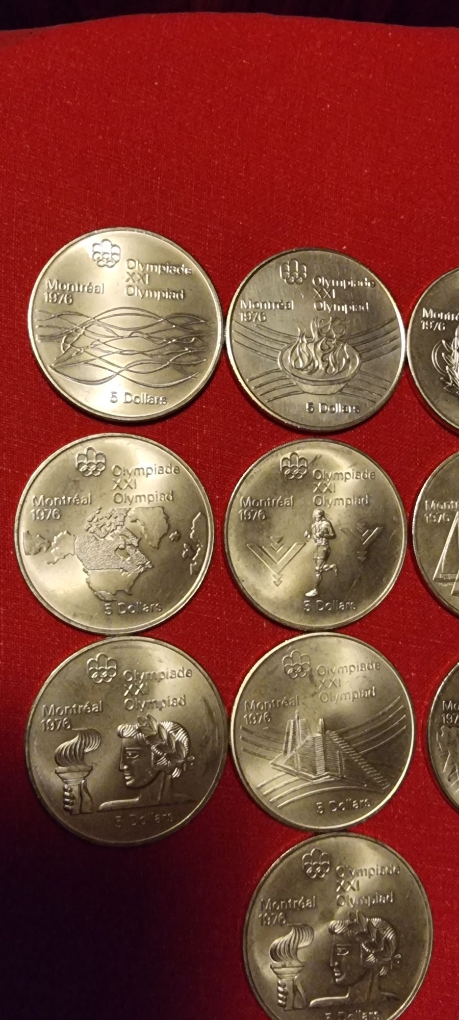 Vând lot 10 monede argint Canada, JO Montreal 1976