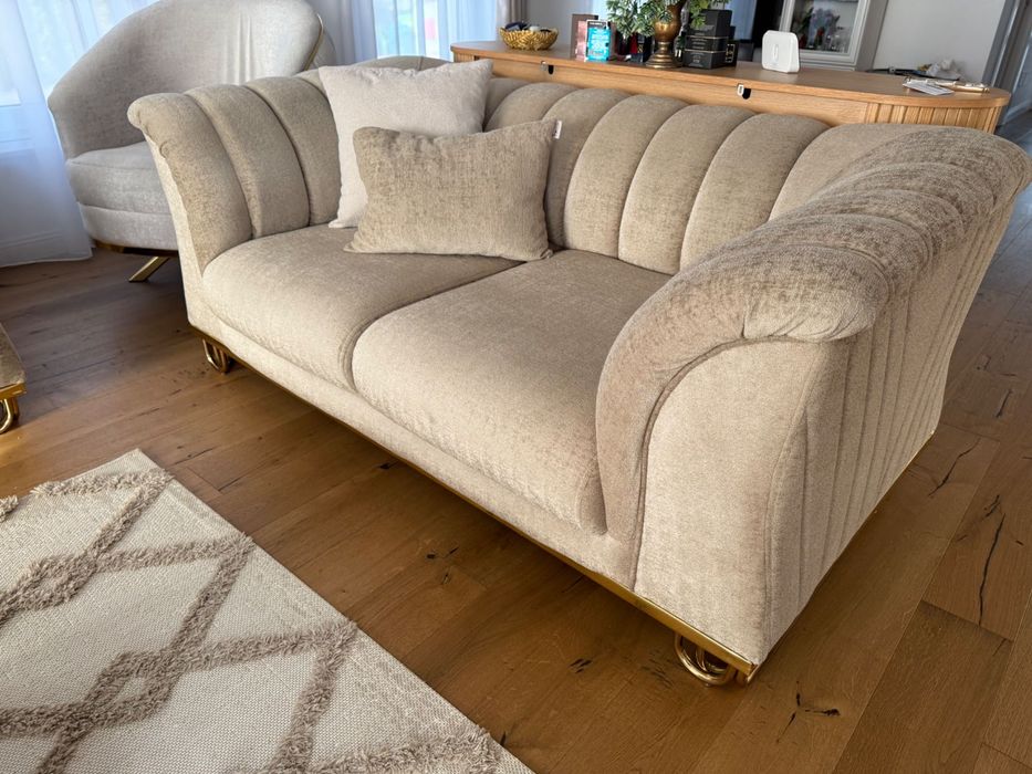 Set Canapele 3-3-2-1 Cappucino cu Auriu